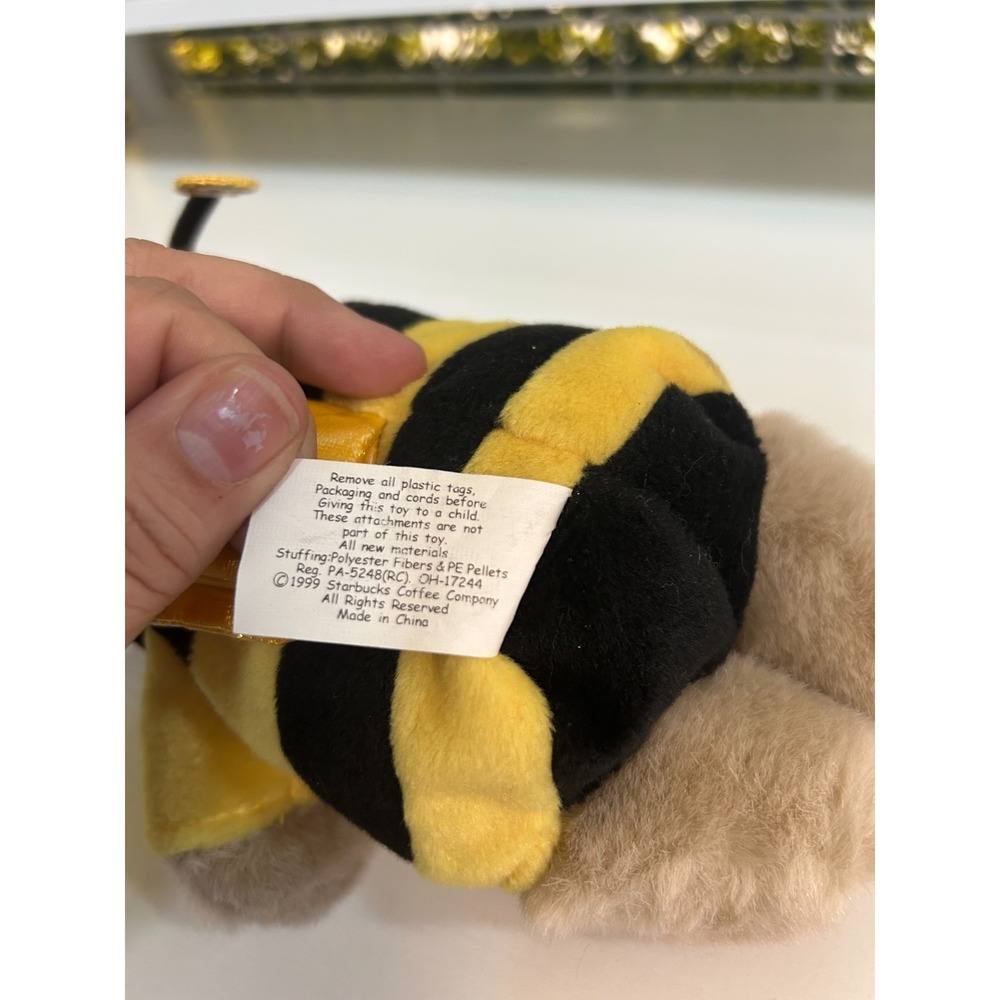 Vintage Starbucks Bearista Valentine Plush Bear As Be Mine Bumble Bee With Tag - Picture 5 of 6